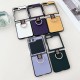 Ring buckle solid color leather flip folding phone case