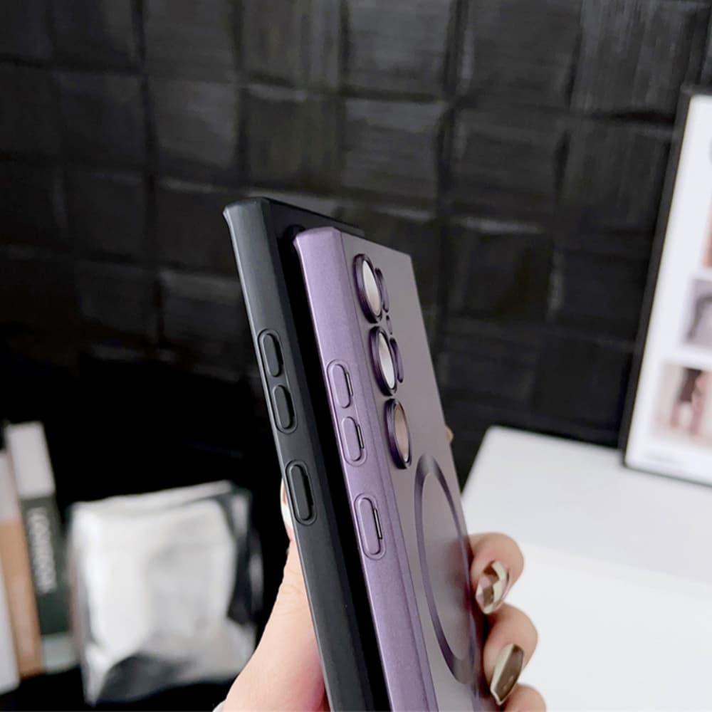 Metal paint fully wrapped magnetic suction precision hole TPU phone case