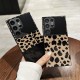Leopard print glass soft rubber fully wrapped phone case