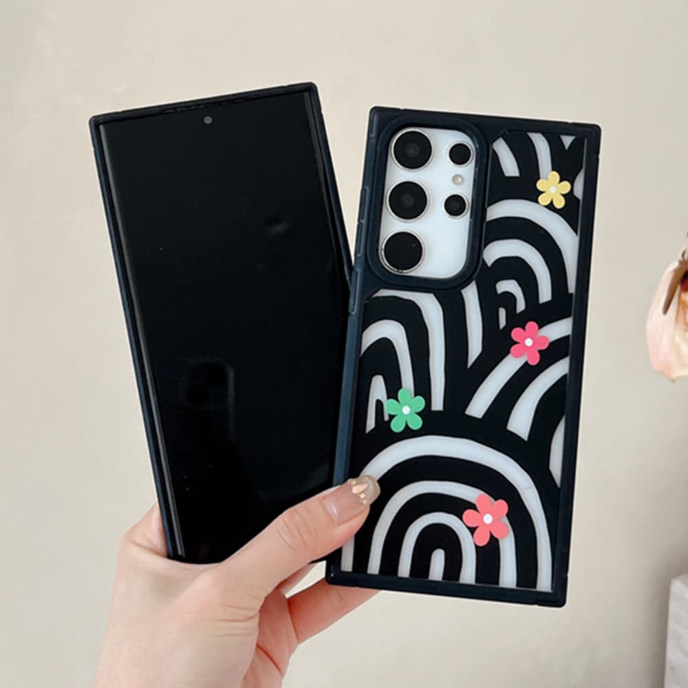 Cartoon Rainbow Flower PC Material Fully Wrapped Phone Case