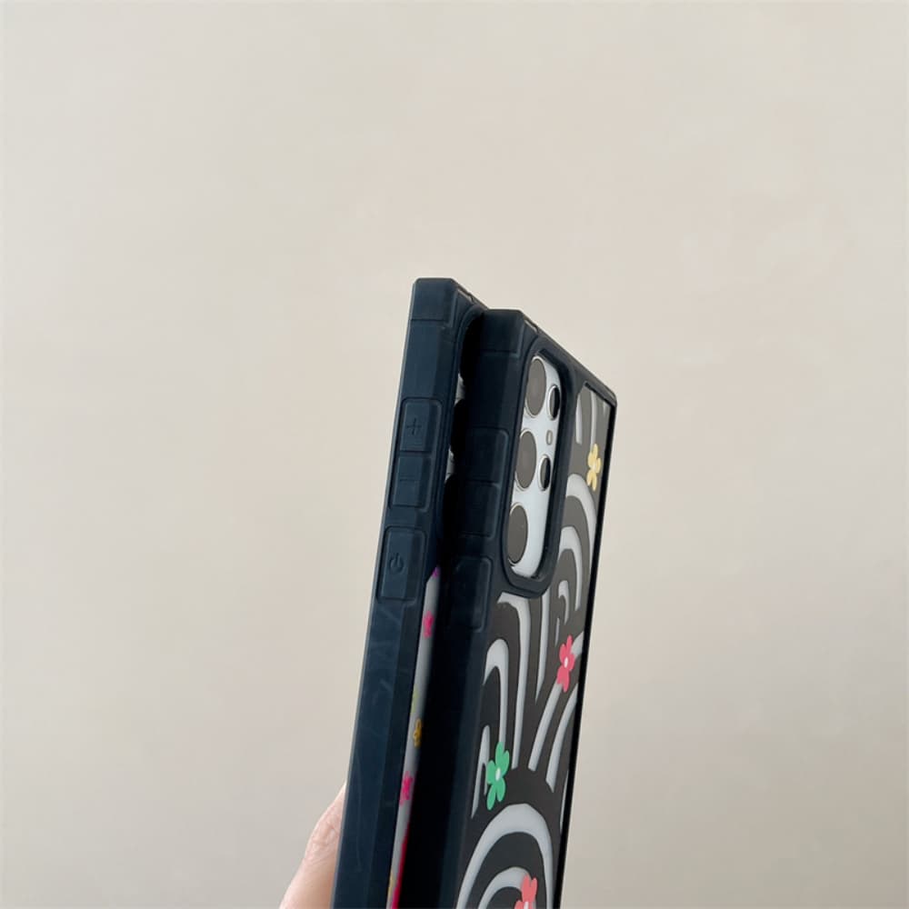 Cartoon Rainbow Flower PC Material Fully Wrapped Phone Case