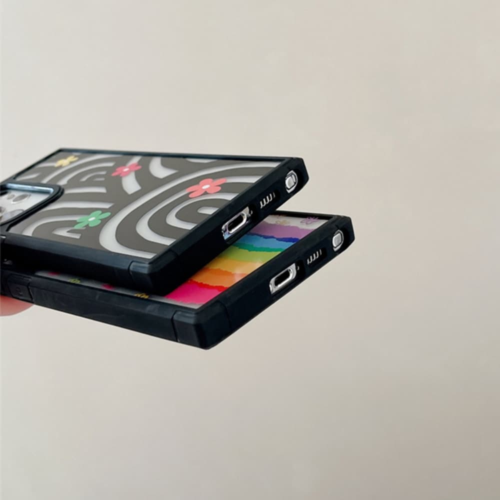 Cartoon Rainbow Flower PC Material Fully Wrapped Phone Case