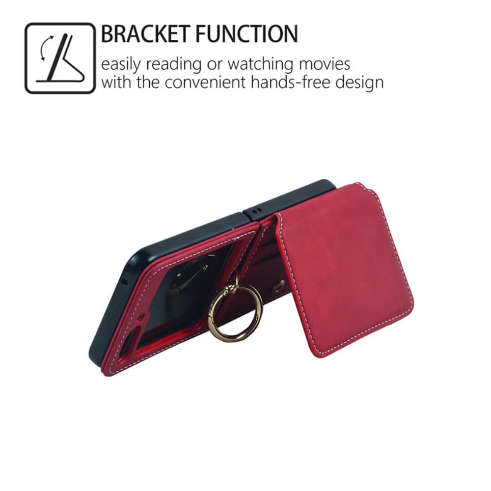 Multi slot flip style card bag with ring buckle and foldable phone case