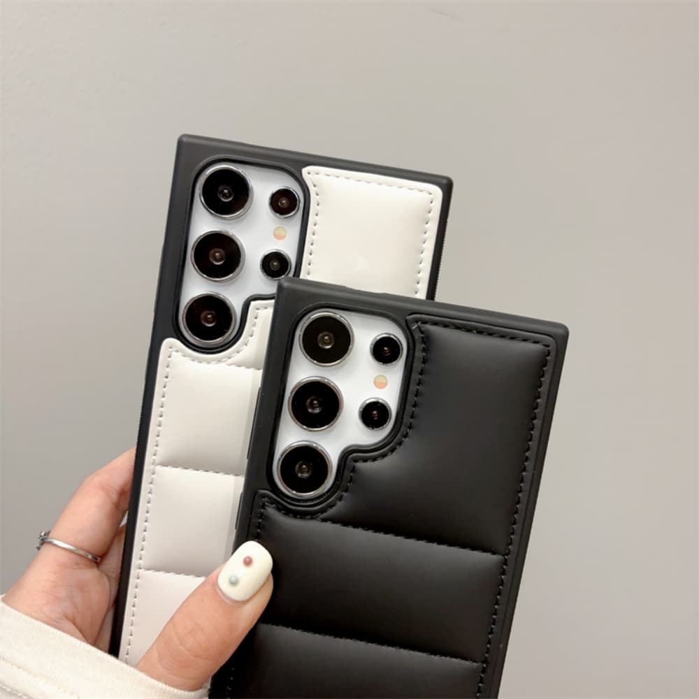 Three dimensional solid color quilted cotton filled anti slip PC phone case