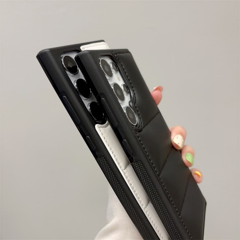 Three dimensional solid color quilted cotton filled anti slip PC phone case