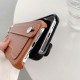 Solid color lychee patterned leather card bag wristband phone case