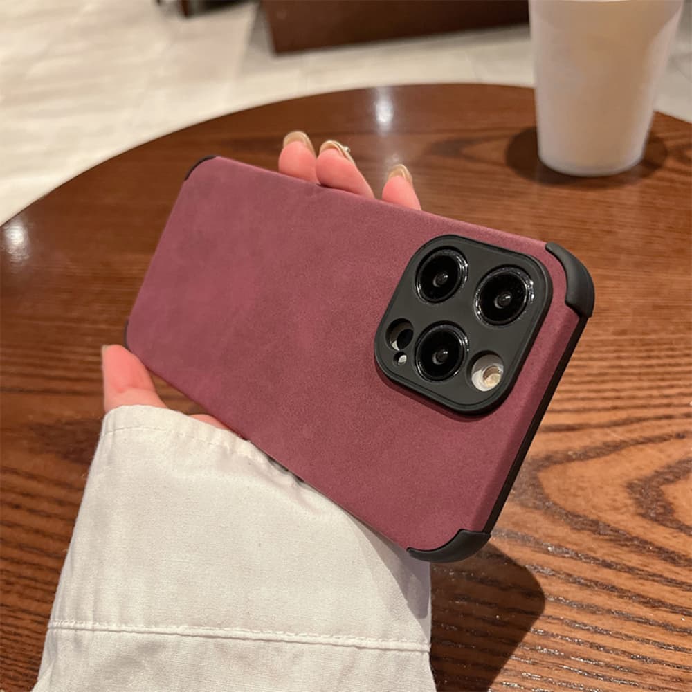 Minimally designed velvet four corner protective phone case
