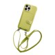 Flip style card bag solid color leather hanging rope crossbody phone case