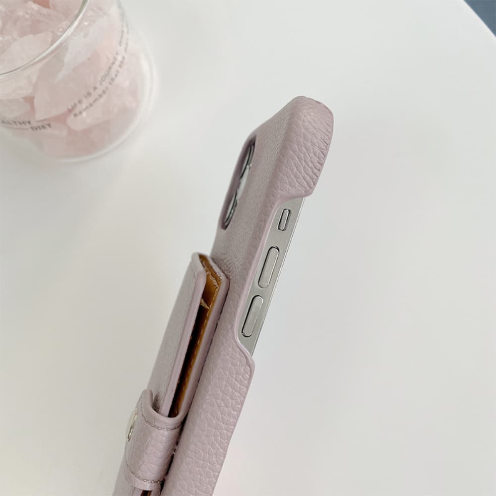 Flip style card bag solid color leather hanging rope crossbody phone case