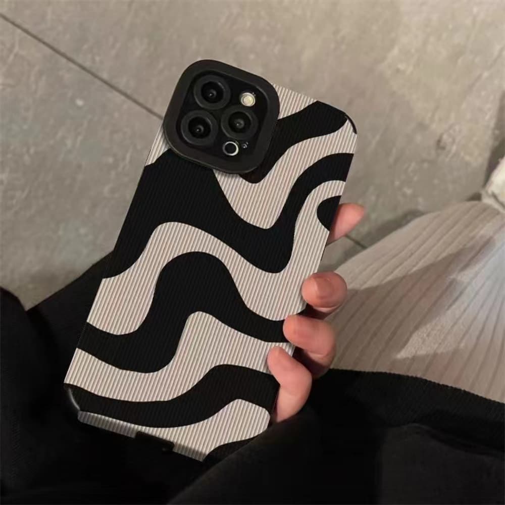 Minimally designed zebra striped full wrap phone case