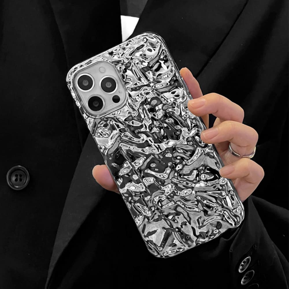 Wrinkled silicone electroplated fully wrapped phone case