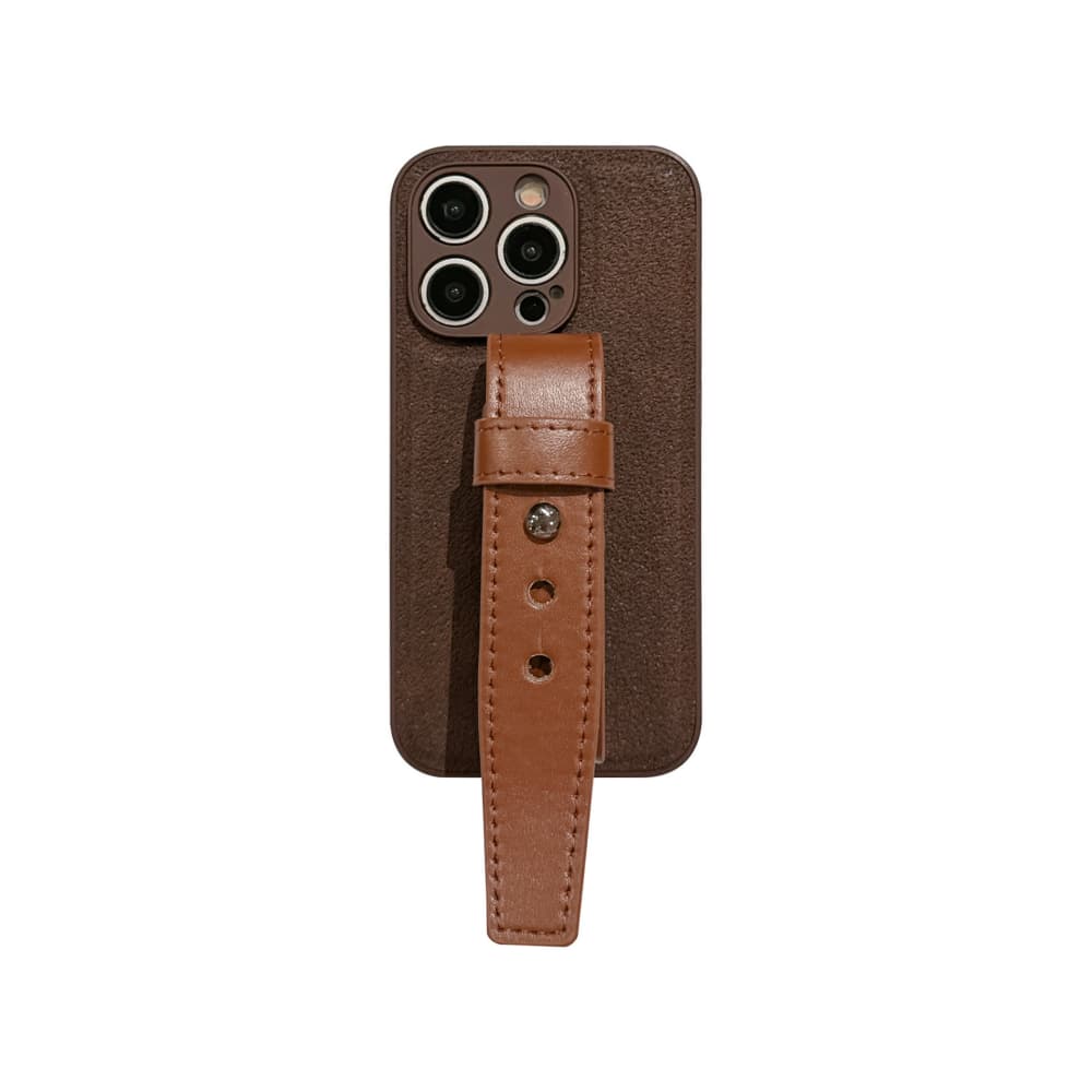 Moon pit pattern leather adjustable wristband phone case