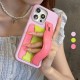 Color blocked card slot wristband leather phone case