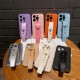 Center adjustable wristband style solid color leather phone case