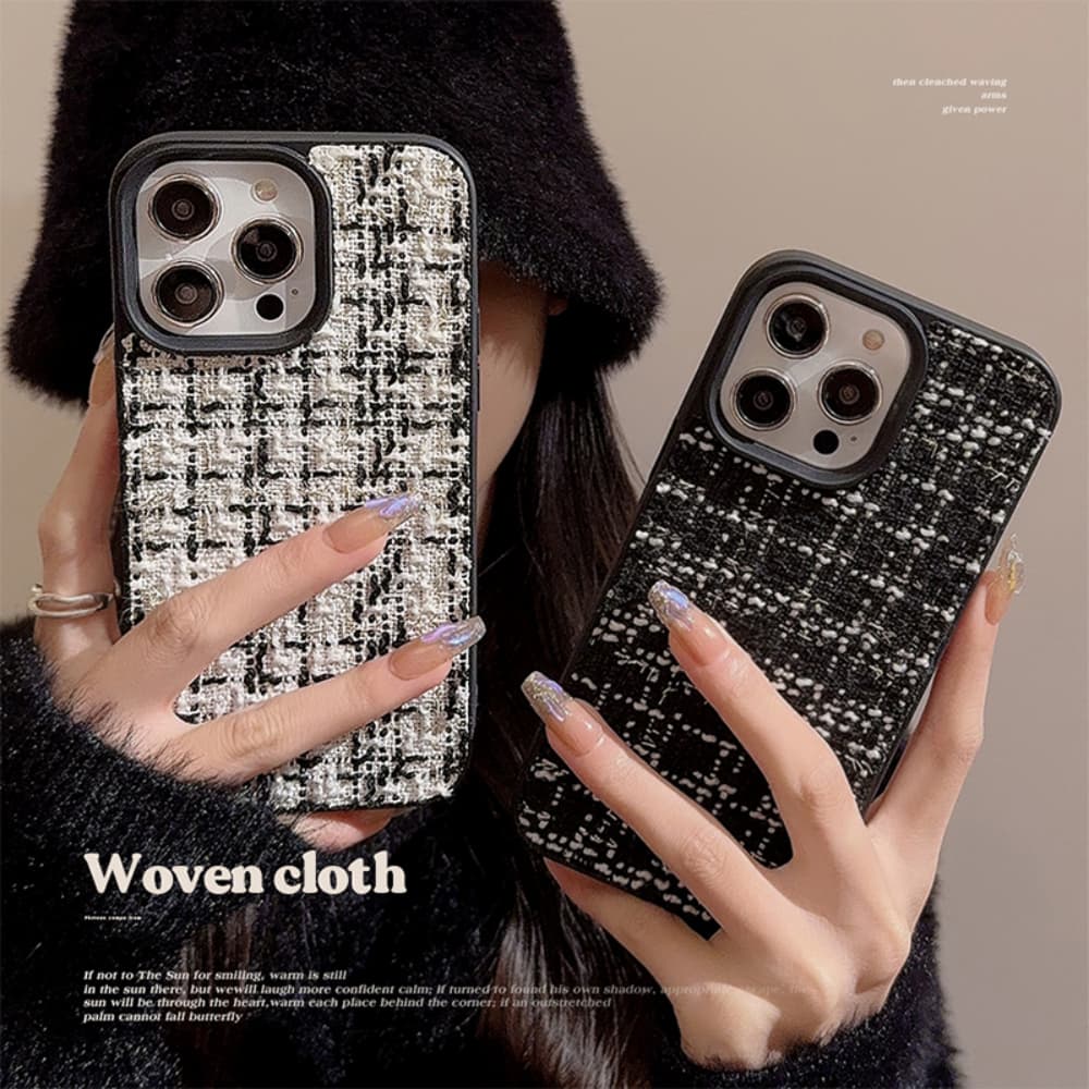 Autumn and winter style velvet plaid fully wrapped phone case