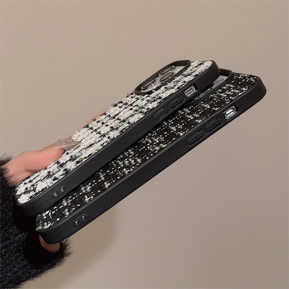 Autumn and winter style velvet plaid fully wrapped phone case