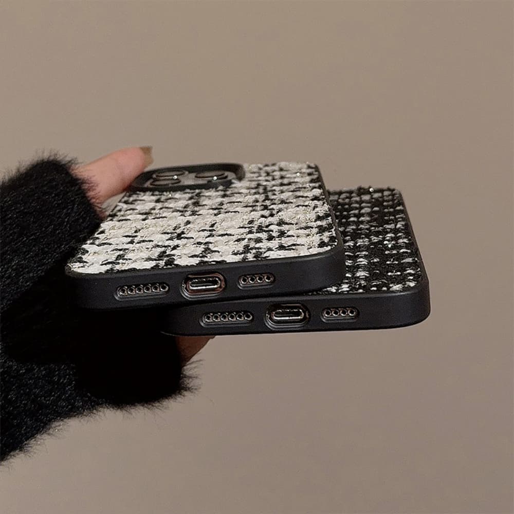 Autumn and winter style velvet plaid fully wrapped phone case