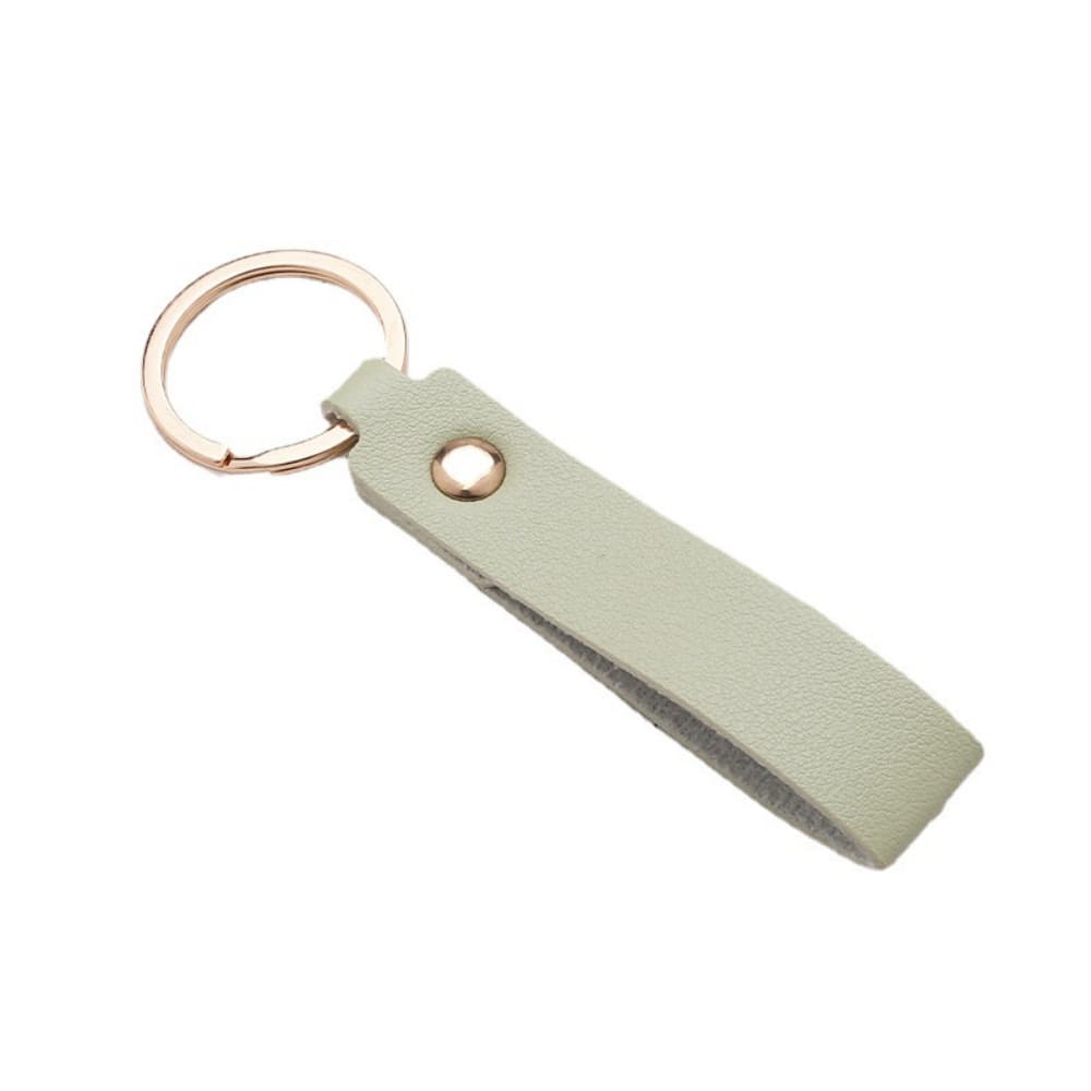 Rivet decoration solid color PU leather long strip keychain