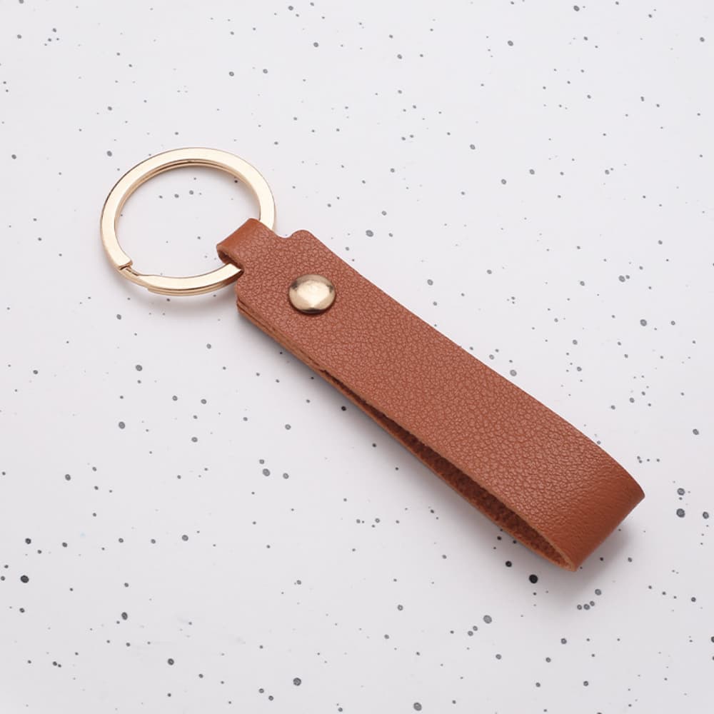 Rivet decoration solid color PU leather long strip keychain