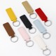 Solid color PU leather long silver buckle keychain