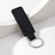 Solid color PU leather long silver buckle keychain