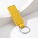 Solid color PU leather long silver buckle keychain