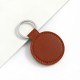 Solid color PU leather round silver buckle keychain