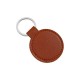 Solid color PU leather round silver buckle keychain