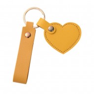 Heart shaped pendant with long solid color artificial leather keychain