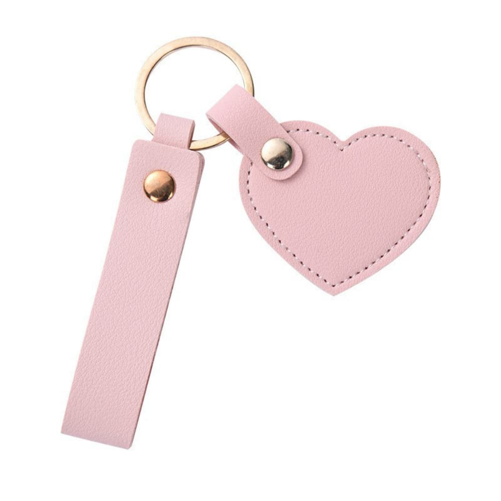 Heart shaped pendant with long solid color artificial leather keychain