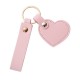 Heart shaped pendant with long solid color artificial leather keychain
