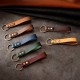 Double rivet leather connector solid color leather keychain