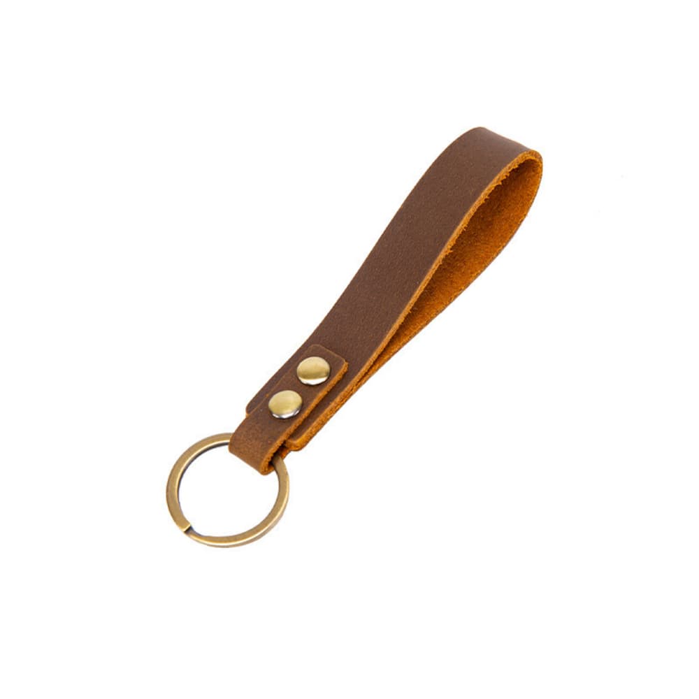 Double rivet leather connector solid color leather keychain