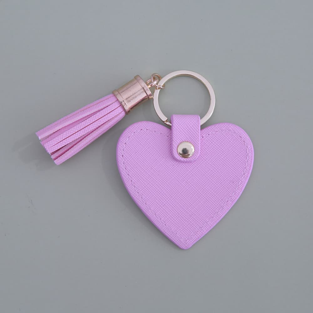 Tassel Decorative Leather Connector Solid Color Love Shaped Leather Keychain