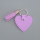 Tassel Decorative Leather Connector Solid Color Love Shaped Leather Keychain