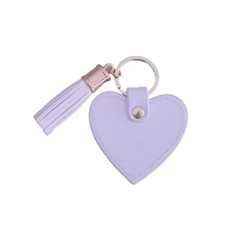 Tassel Decorative Leather Connector Solid Color Love Shaped Leather Keychain