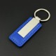 Square metal connector with solid color artificial leather keychain